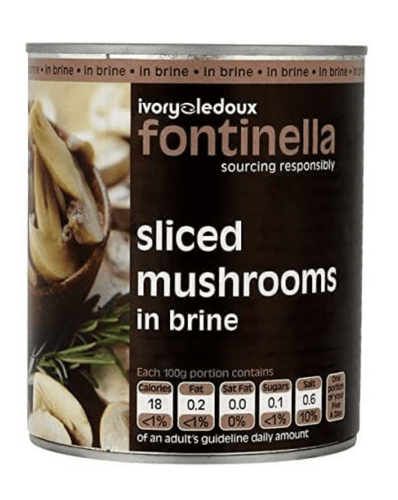 2.55KG Long Life Sliced Mushrooms In Brine- Bulk Food Ration Storage