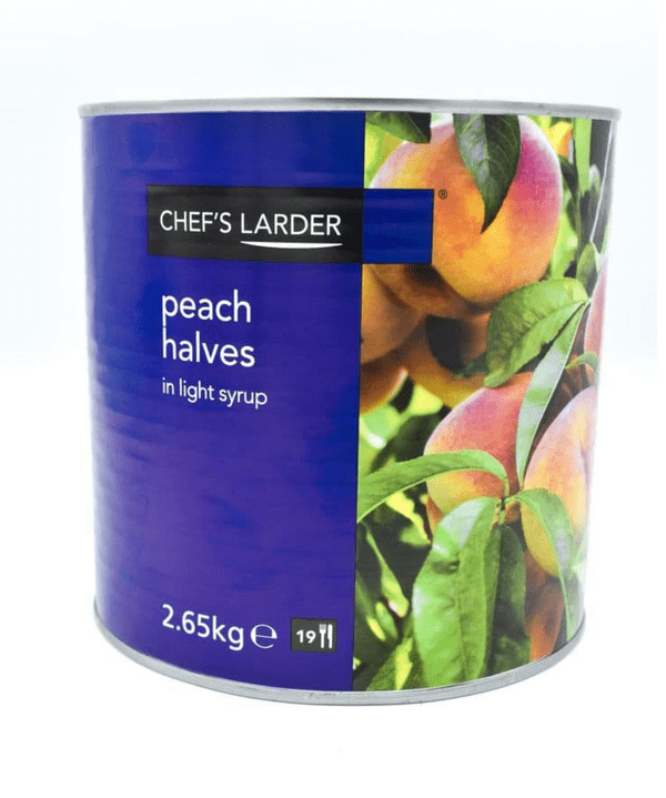 2.65KG Long Life Peach Halves In Light Syrup- Bulk Food Ration Storage