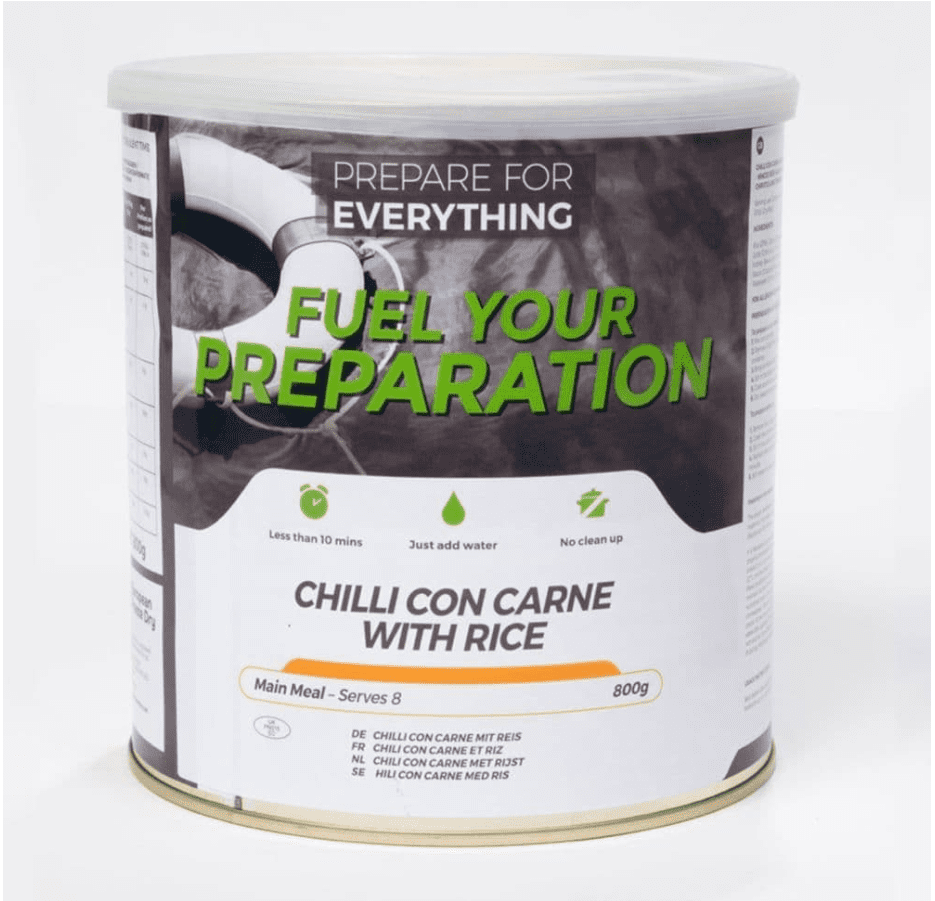 Fuel Your Preparation Freeze Dried Food Ration Meal Tin - Chilli Con Carne With Rice