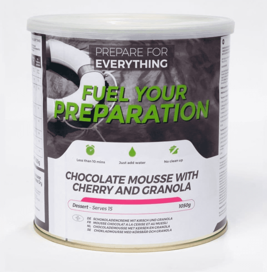 Fuel Your Preparation Freeze Dried Food Ration Meal Tin - Chocolate Mousse With Granola & Cherry