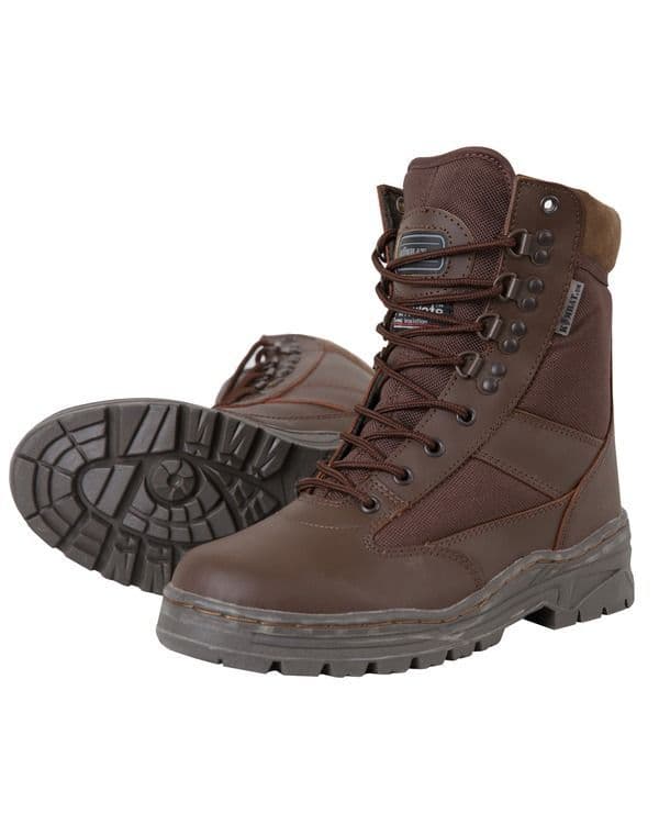 Kombat UK Brown Patrol Boots - Half Leather With Thinsulate Lining