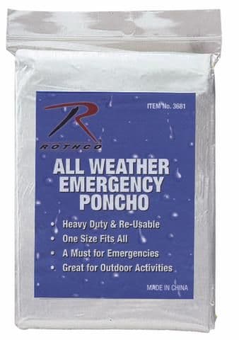 Rothco All Weather Emergency Poncho - Various Colours