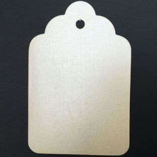 10 Scalloped Tags Pearlescent Ivory Card 12 x 8cm