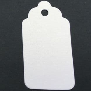 10 Scalloped Tags Pearlescent White  Card 6.25 x 3.25cm
