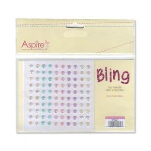 100 SELF ADHESIVE ASSORTED ROUND JEWELS 5mm Pastel colours Aspire 20060