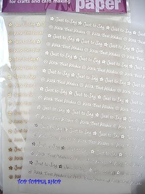 8 SHEETS A5 FOILED VELLUM JUST TO SAY / BEST WISHES SILVER & GOLD