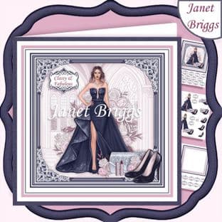 A SPECIAL EVENING NAVY 7.5 Decoupage Card Kit digital download