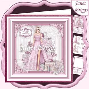 A SPECIAL EVENING PINK & BLONDE 7.5 Decoupage Card Kit digital download