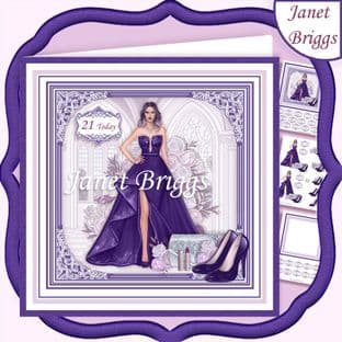 A SPECIAL EVENING PURPLE 7.5 Decoupage Card Kit digital download