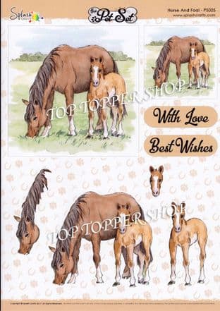 A4 Decoupage The Pet Set Horse & Foal Splash Crafts PS025