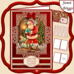 A5 RED & GOLD CHRISTMAS Traditional Santa Quick Card Kit digital download