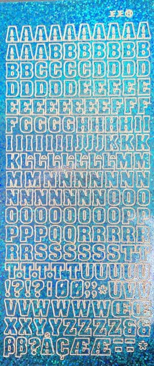 Alphabet Uppercase Turquoise  Holographic Peel Off Stickers JeJe 1.7548