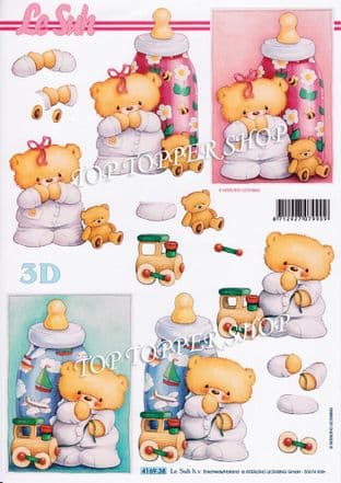Baby Bottles & Bears Le Suh Decoupage Sheet  Requires Cutting 416938