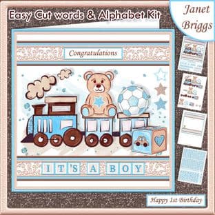 BABY BOY WORD KIT Easy Cut Words & Alphabet Tiles Card Kit Download
