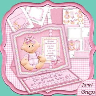BABY GIRL BOOK Easel Card Kit  digital download