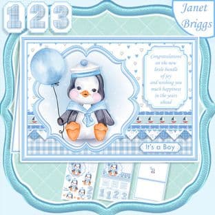 BABY PENGUIN OR BIRTHDAY A5 Decoupage Card Kit digital download