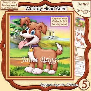 BARKING MAD DOG WOBBLY HEAD 7.5 Decoupage Card Kit digital download