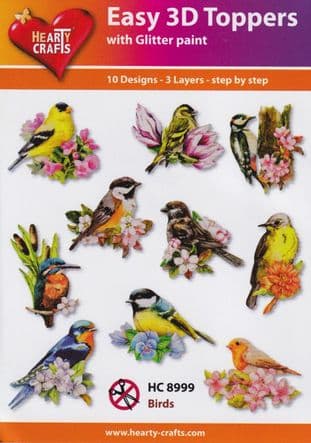 Birds 10 Easy 3d Die Cut Decoupage Toppers Hearty Crafts HC8999