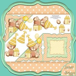 Birthday Bear All In One Over The Edge Printed Sheet Kw431