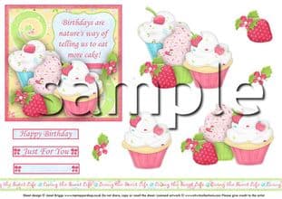 Birthday Cupcakes Eat More Cake Decoupage Sheet 269p