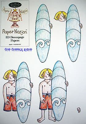 BOYS - SURFER BOY PAPER NATION A4 SBS DECOUPAGE SHEET