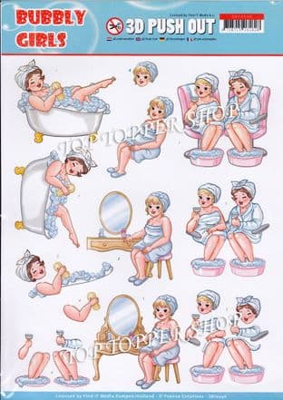 Bubbly Girls Bubble Bath Die Cut Decoupage Sheet Yvonne Creations Push Out SB10346