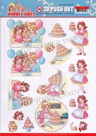 Bubbly Girls Party Baking Die Cut Decoupage Sheet Yvonne Creations Push Out SB10440