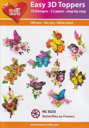 Butterflies on Flowers 10 Easy 3d Die Cut Decoupage Toppers Hearty Crafts HC9233