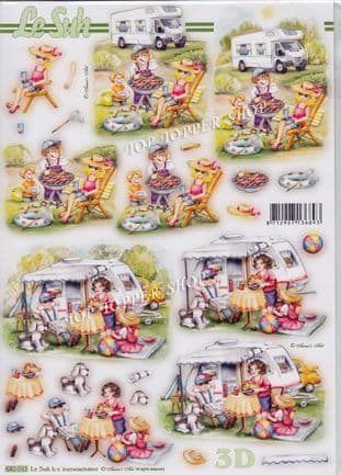 Caravanning and Camping A4 Die Cut Decoupage Sheet Le Suh 680.033