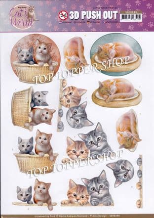 Cat's World Kittens Die Cut Decoupage Sheet Amy Design Push Out SB10380