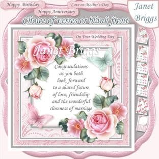 CHOICE OF VERSES & ROSES All Occasions 7.5 Decoupage  Card Kit digital download