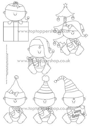 Christmas Babies Digi Stamps Printed Sheet