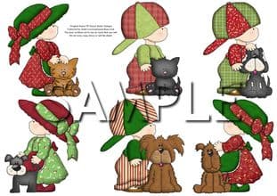 Christmas Country Kids And Pets Exclusive Clipart Printed Sheet
