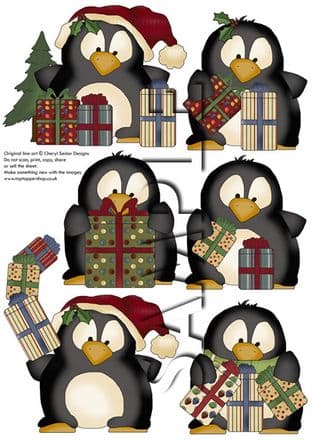 CHRISTMAS GIVING PENGUINS toppers digital download