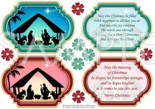 CHRISTMAS NATIVITY Plaques & Verses printed sheet 549fot
