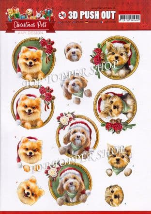Christmas Pets Christmas Dogs A4 Die Cut Decoupage Sheet Amy Design Push Out SB10465