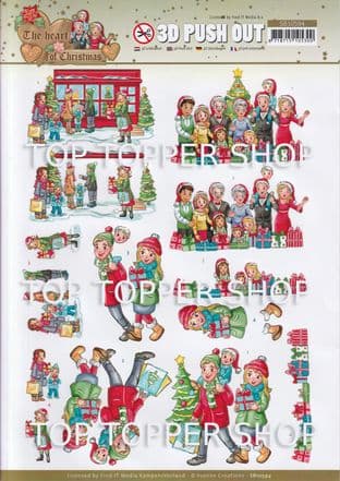 Christmas Shopping Die Cut Decoupage Sheet Yvonne Creations Push Out SB10594