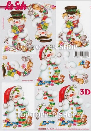 Christmas Snowman Decoupage Sheet Le Suh Requires Cutting 4169313