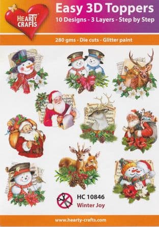 Christmas Winter Joy 10 Easy 3d Die Cut Decoupage Toppers Hearty Crafts HC10846
