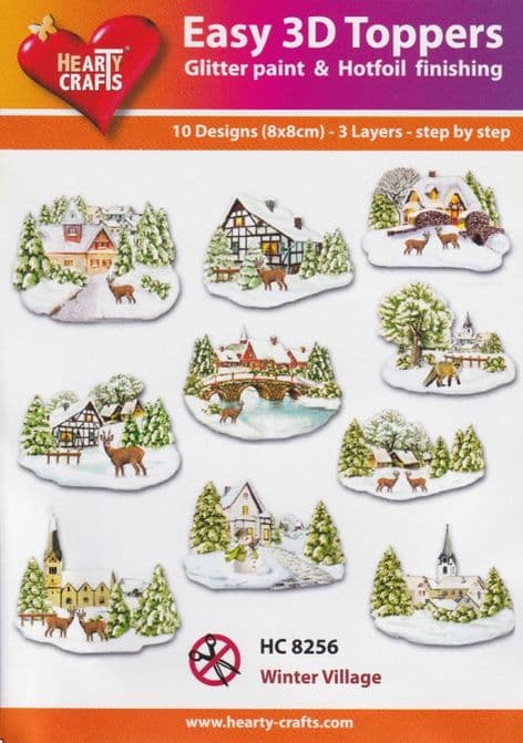 Christmas Winter Village 10 Easy 3d Die Cut Decoupage Toppers Hearty Crafts HC8256