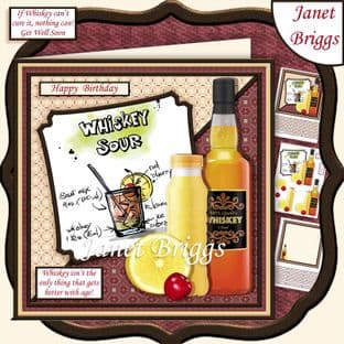 COCKTAILS WHISKEY GETS BETTER WITH AGE 7.5 Humorous Card Kit digital download