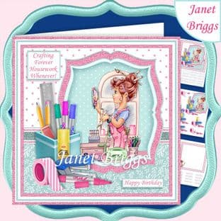 CRAFTING FOREVER HOUSEWORK WHENEVER Humorous 7.5 Decoupage Card Kit digital download