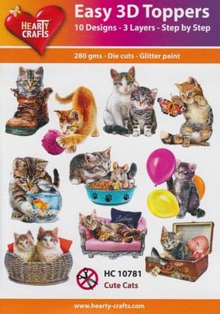 Cute Cats 10 Easy 3d Die Cut Decoupage Toppers Hearty Crafts HC10781
