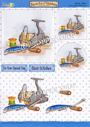 Decoupage Sheet Sports & Hobbies Fishing Splash Crafts SH014 requires cutting