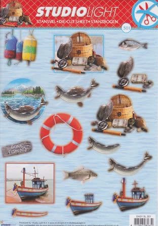 DIE CUT DECOUPAGE Fishing STUDIOLIGHT EASYSL301