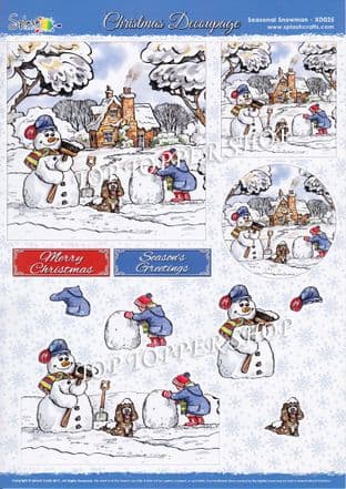 Die Cut Decoupage Sheet Christmas Seasonal Snowman  Splash Crafts XD025