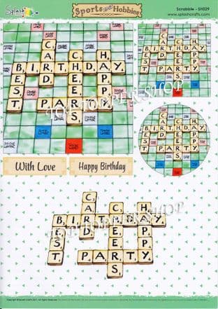 Die Cut Decoupage Sheet Sports & Hobbies Scrabble Splash Crafts SH029d