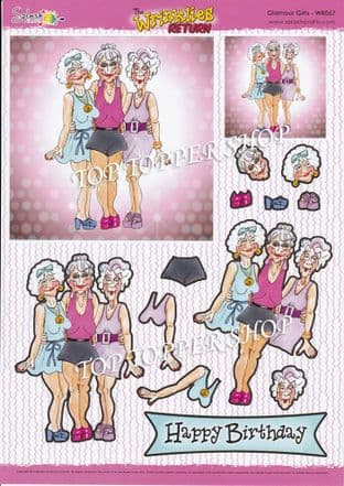 Die Cut Decoupage Sheet The Wrinklies Glamour Girls Splash Crafts WR057d