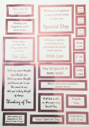 DIE CUT FOILED VERSES & SENTIMENTS PINK ON WHITE