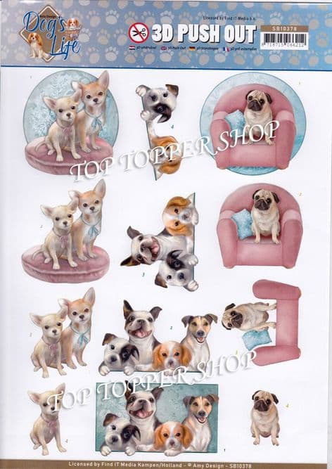 Dog's Life Die Cut Decoupage Sheet Amy Design Push Out SB10378